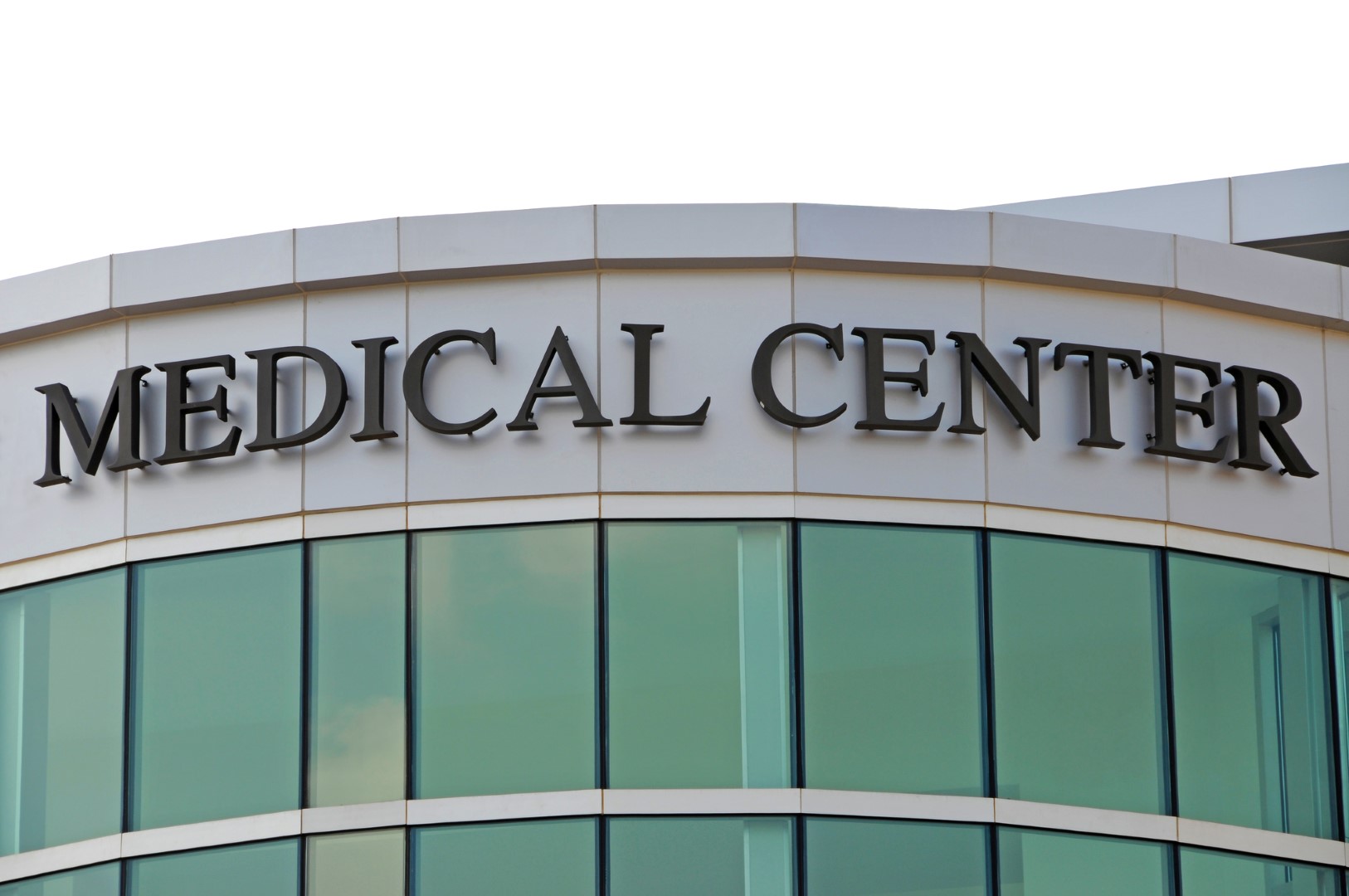 Medical Center Sign over New Hospital Entrance